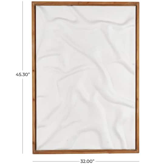 White Abstract Dimensional Wall Art in Brown Frame